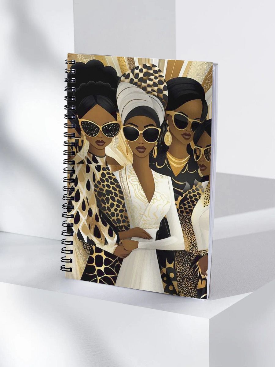 Elegant Gold & Black African Queens Notebook - Premium Lined Journal, Inspiring Black Female Empowerment, Perfect for Daily Reflections product image (4)