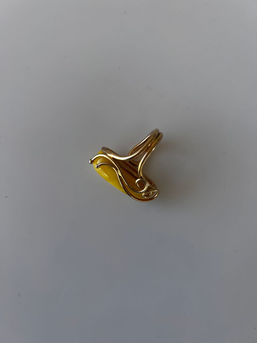 Baltic Egg Yolk Amber 925 Sterling Silver Swirl Design Adjustable Ring product image (3)