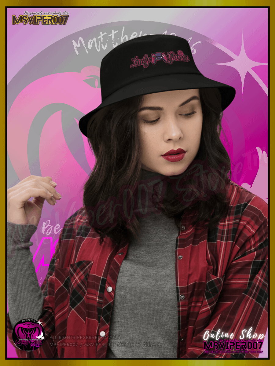 Bucket Hat - MsViper007's "Lady Gamers are Awesome™ " [flamingo] - Stylish Bucket Hat [flamingo] By Anna H. product image (4)