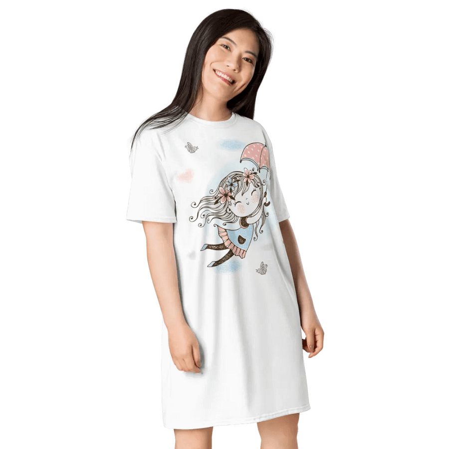 'Fly Away Girlie' White T-Shirt Dress product image (2)