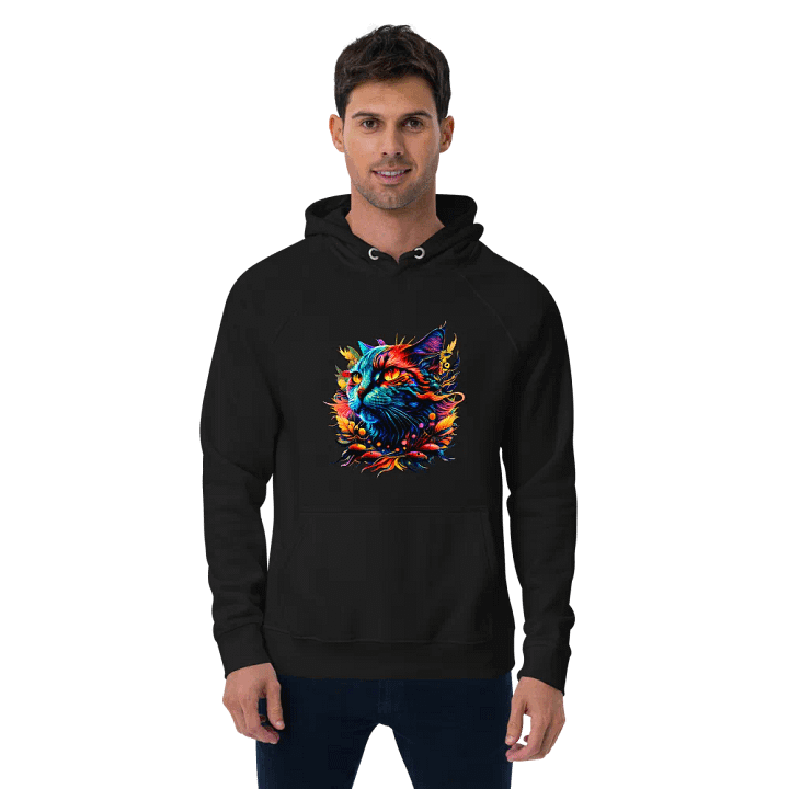 [Trippy Cat] - Unisex Eco Raglan Hoodie product image (6)