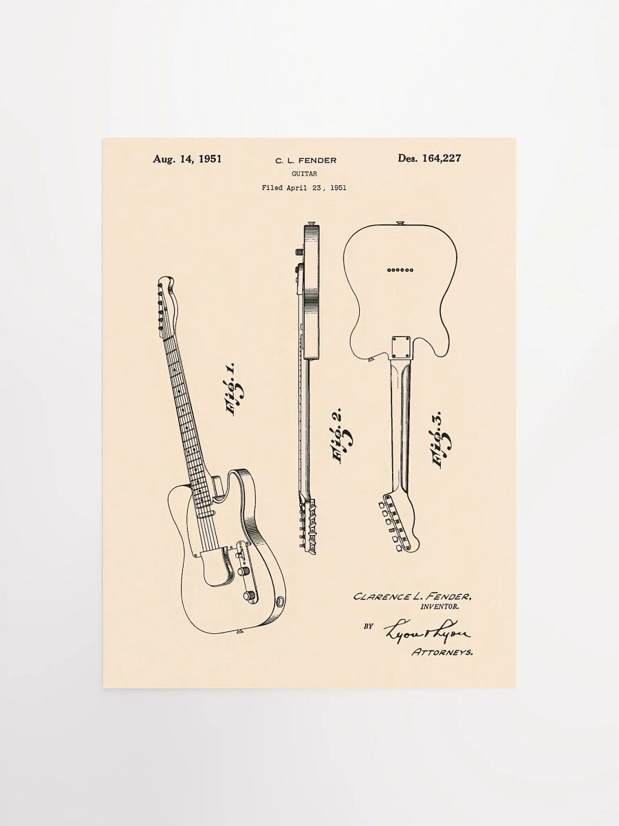 Vintage electric guitar patent print product image (1)