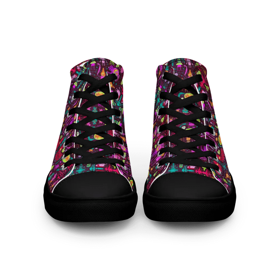 Abstract Darker Doodle Creatures Ladies High Top Canvas Shoes product image (8)