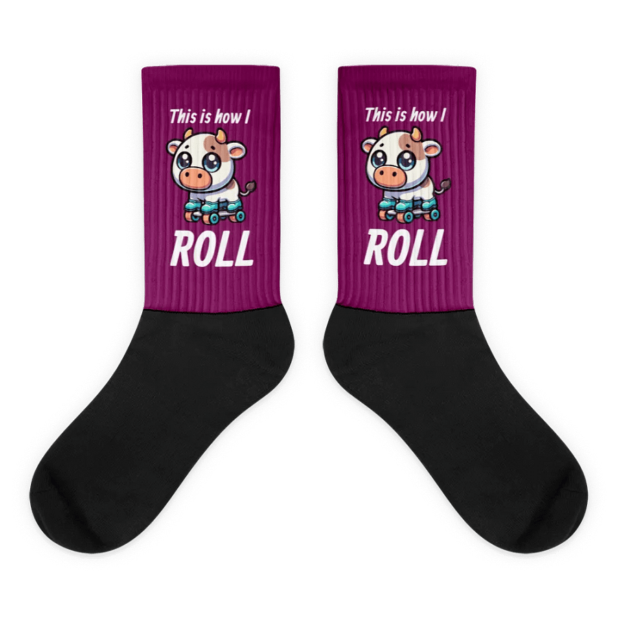 Rollerblading Cow Funny Socks product image (2)
