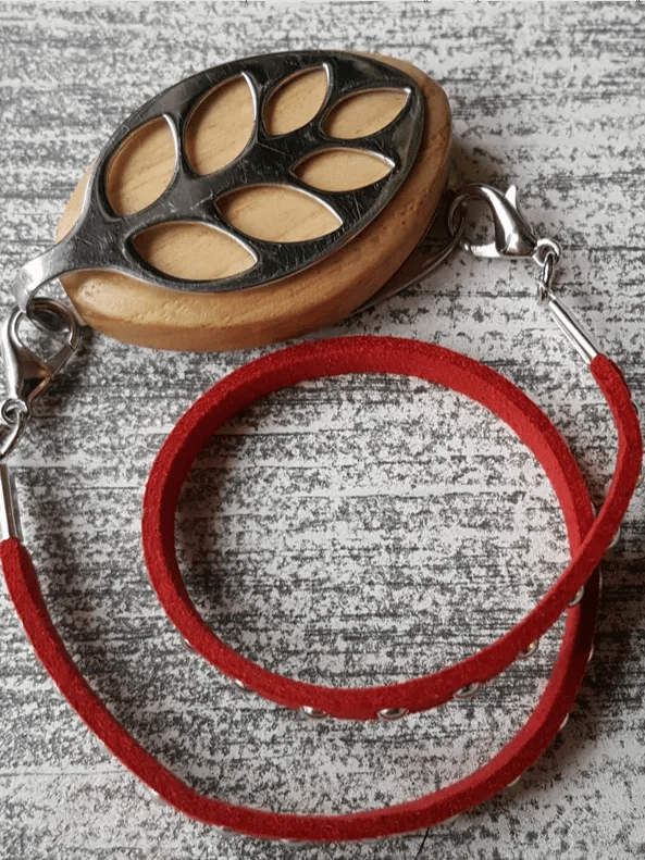 Berry Faux Suede Stud Wrap Bracelet | Handmade Accessory for Bellabeat Leaf Urban & Ivy product image (2)