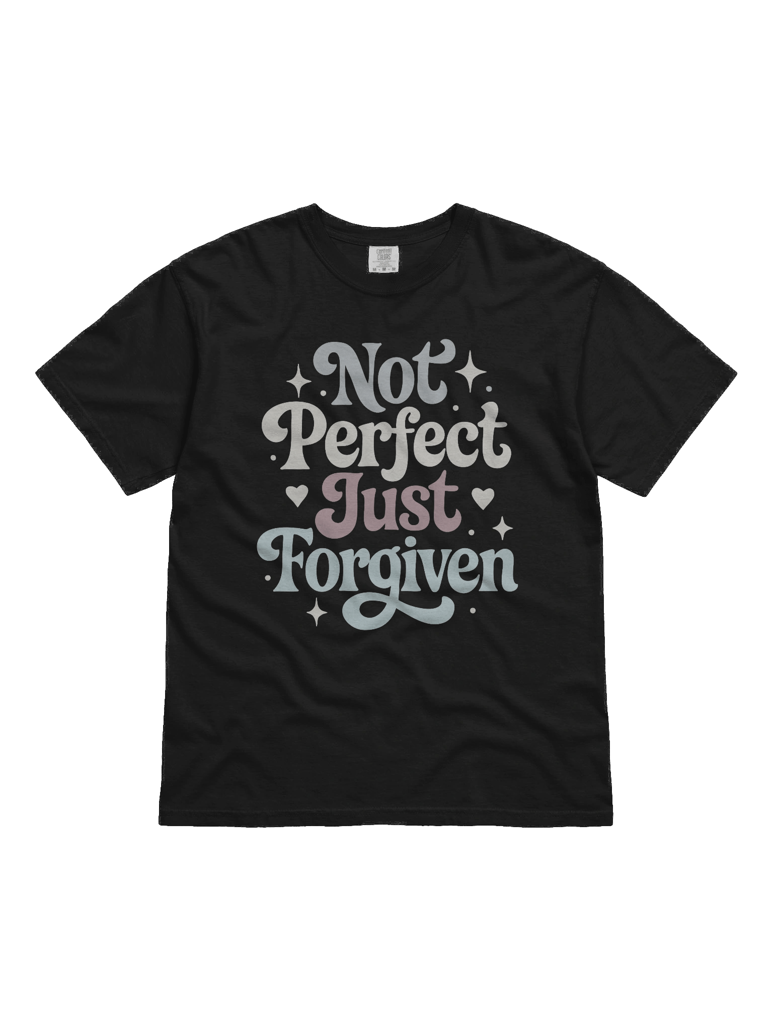 Not Perfect Just Forgiven Retro Christian Message on Comfort Colors 1717 Heavyweight Tee product image (1)