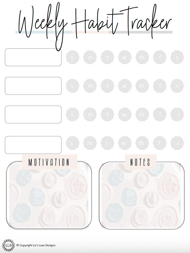 Weekly Habit Tracker - Vintage - 8.5x11 Printable product image (1)