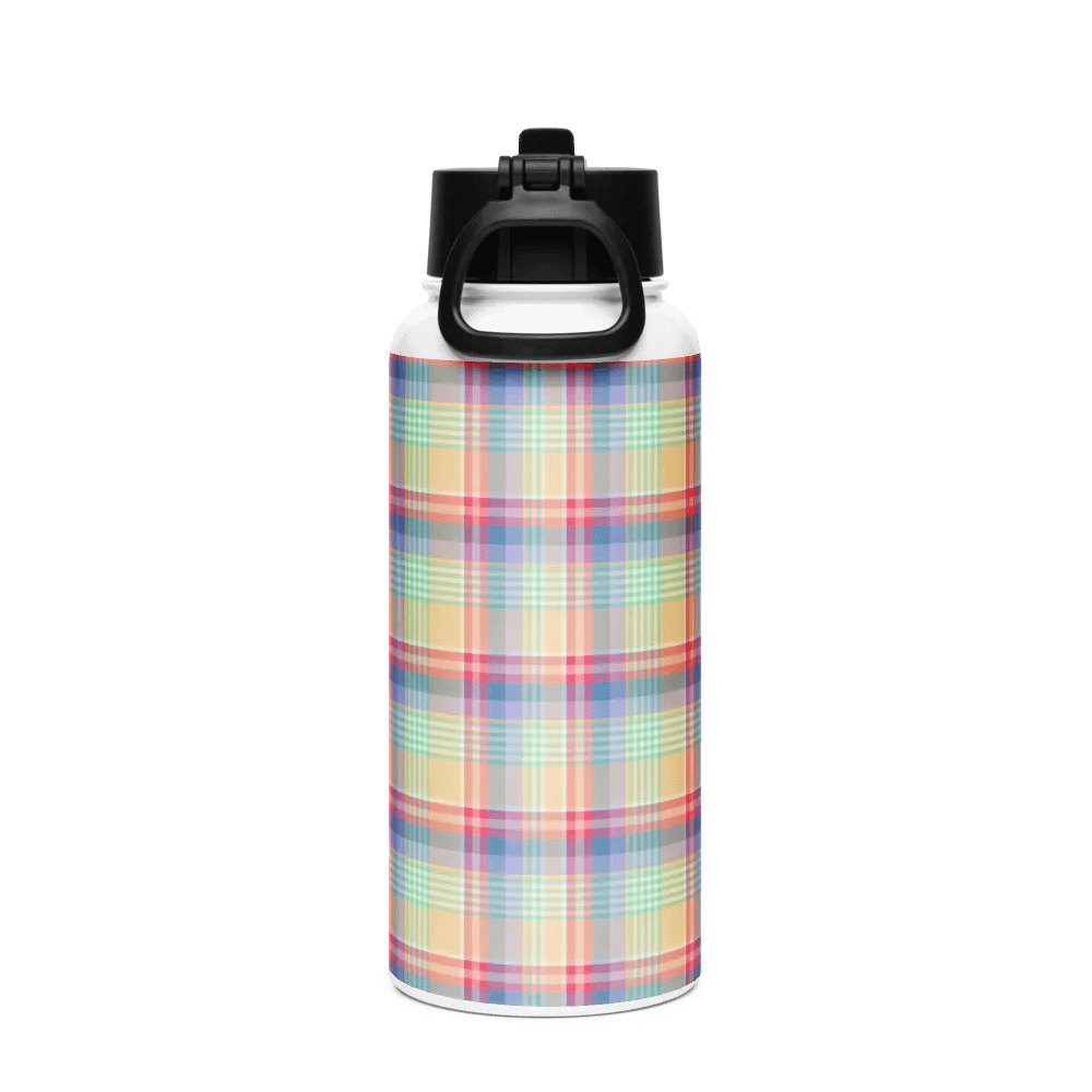 Bright Pastel Plaid Water Bottle product image (3)