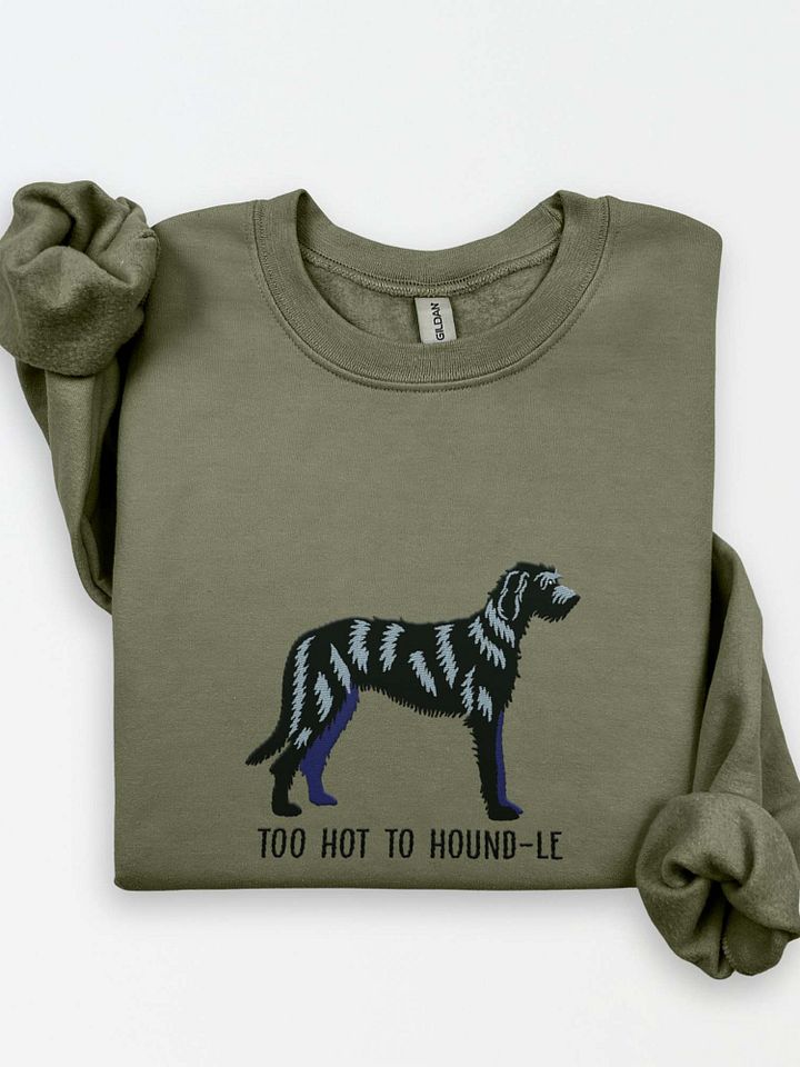 Too Hot to Hound-le Sweatshirt (Embroidered) of an Irish Wolfhound(Black) product image (1)