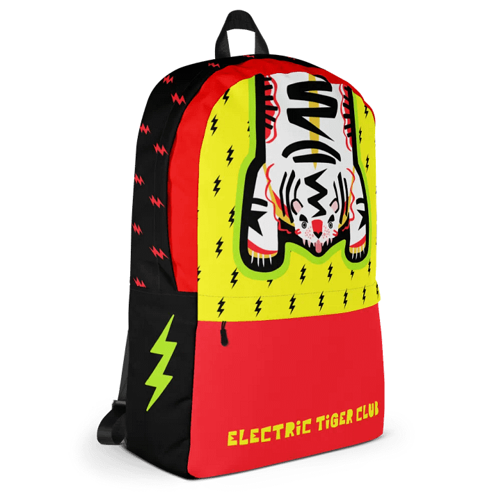 White Electric Tiger on Yellow and Red - Backpack product image (1)