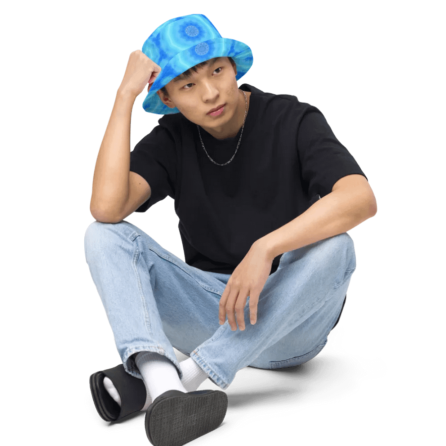 Abstract Circular Pattern in Blues Unisex Bucket Hat product image (3)