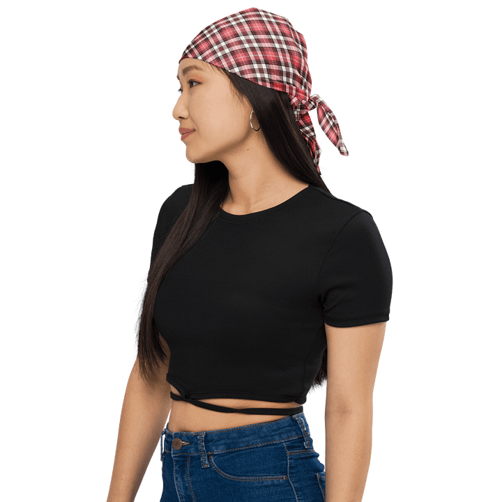 Coral Pink, Black, and White Plaid Bandana product image (1)