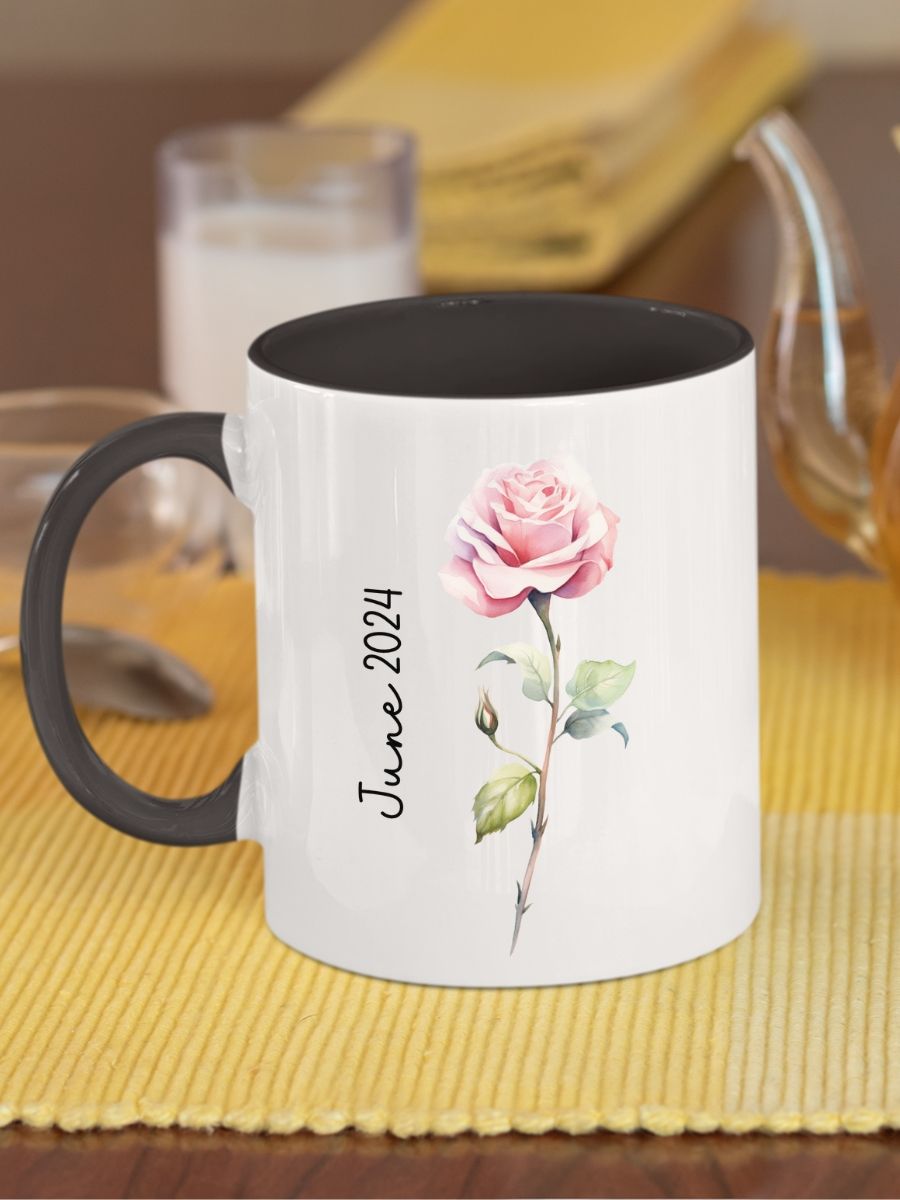 Two Tone Birth Flower Mug JUNE – Personalized Gift product image (1)