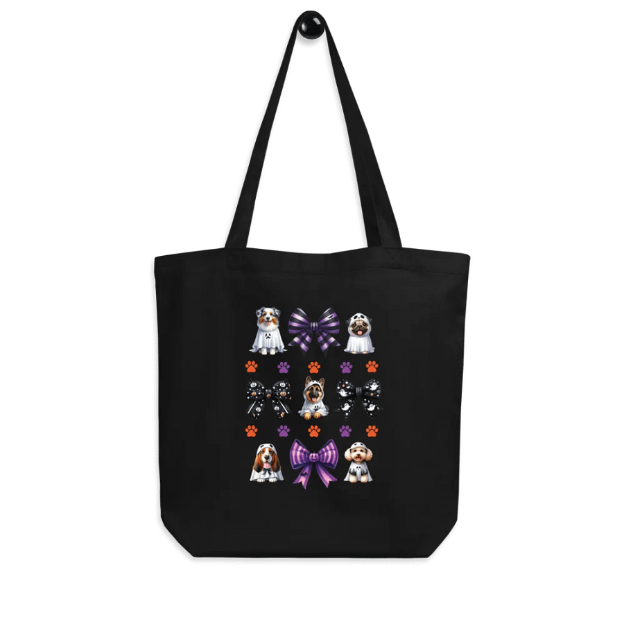 Cute Halloween Dog Ghosts and Bows Tote Bag Design3 product image (4)