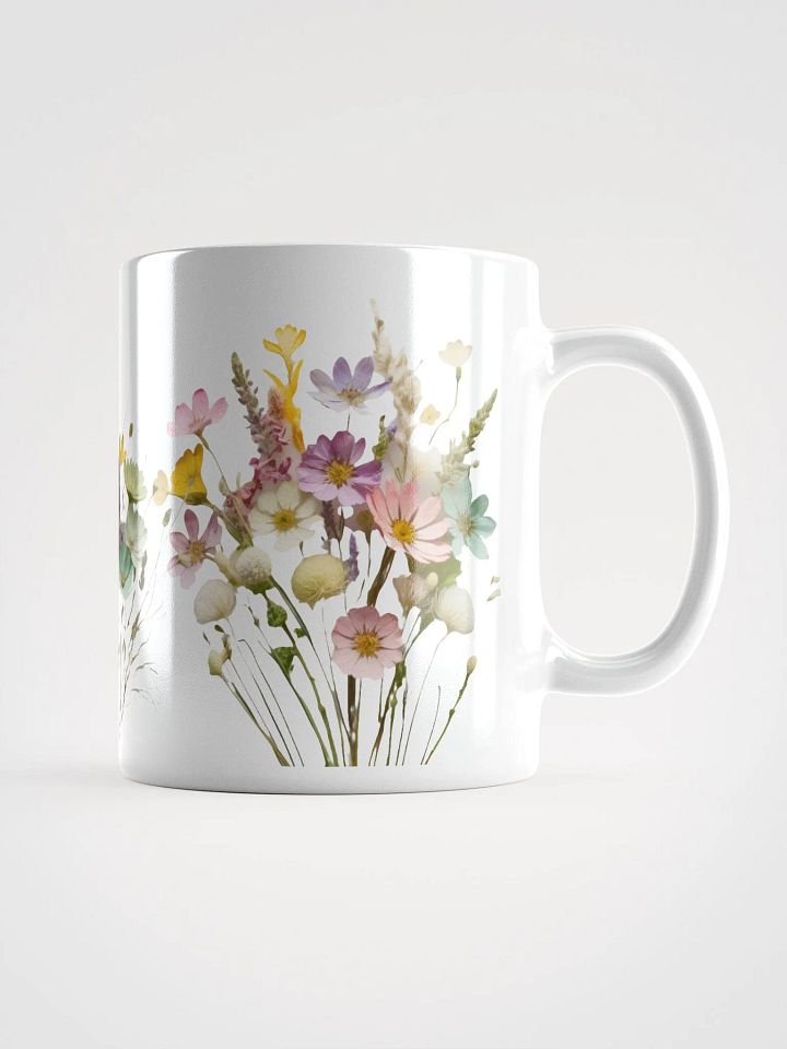Boho Flowers White Glossy Ceramic Mug product image (1)