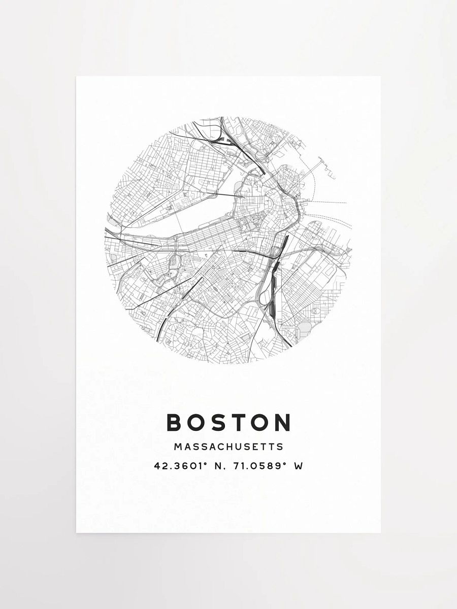 Boston Street Map Poster – White Minimalist Circular City Art product image (4)
