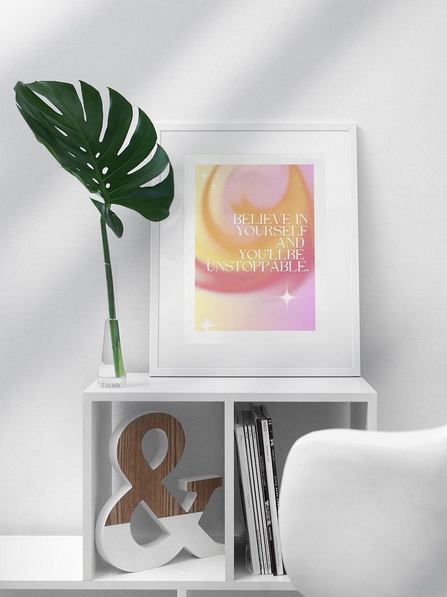 Believe in Yourself Unstoppable Poster, Vibrant Motivational Wall Art, Confidence Boosting Decor, Empowering Office Artwork, Bright Design product image (3)