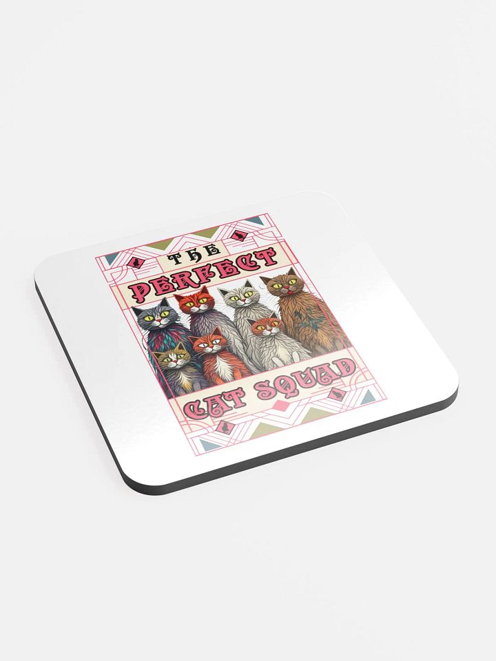 The Perfect Cat Squad Glossed Cork Coaster product image (2)