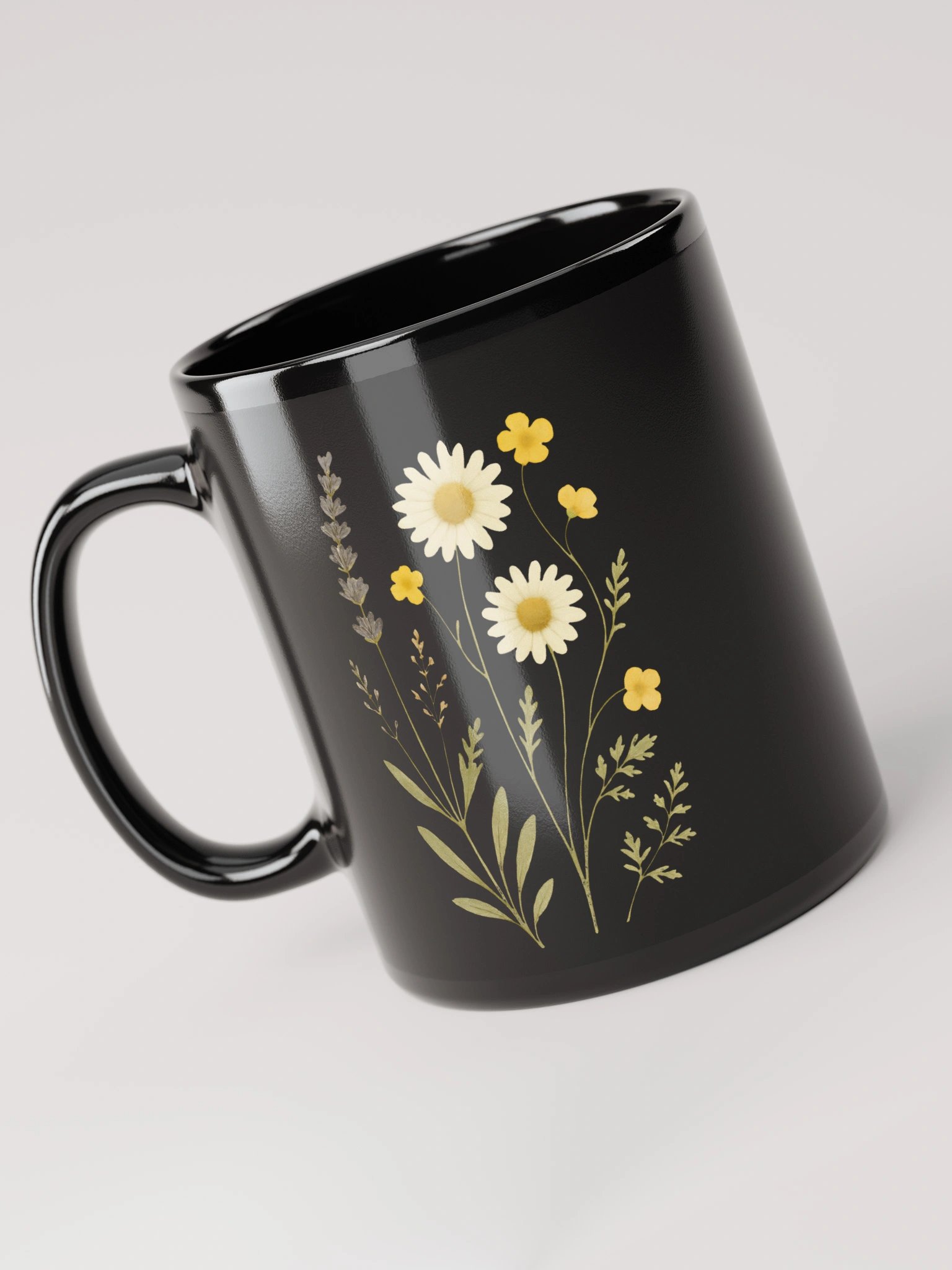 Floral Border Black Glossy Mug product image (6)