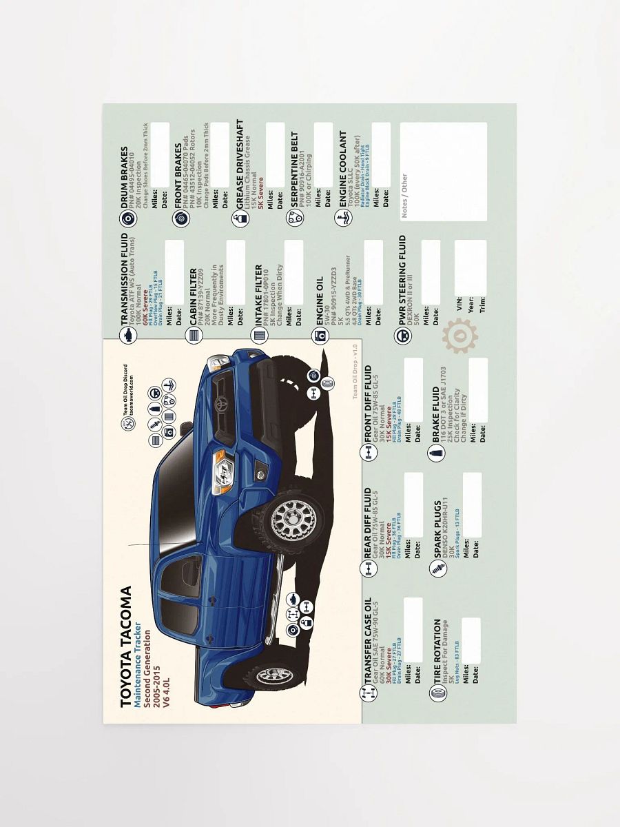 2nd GEN MAINTENANCE TRACKER V1.0 - Blue Ribbon product image (5)