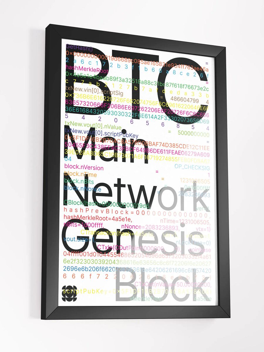 Bitcoin Genesis Block Poster (white) [framed] product image (3)