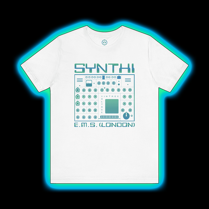 EMS Synthi T-Shirt - AKS VCS3 Electronic Music Studios London by Vintage Voltage (CYAN PRINT) product image (1)