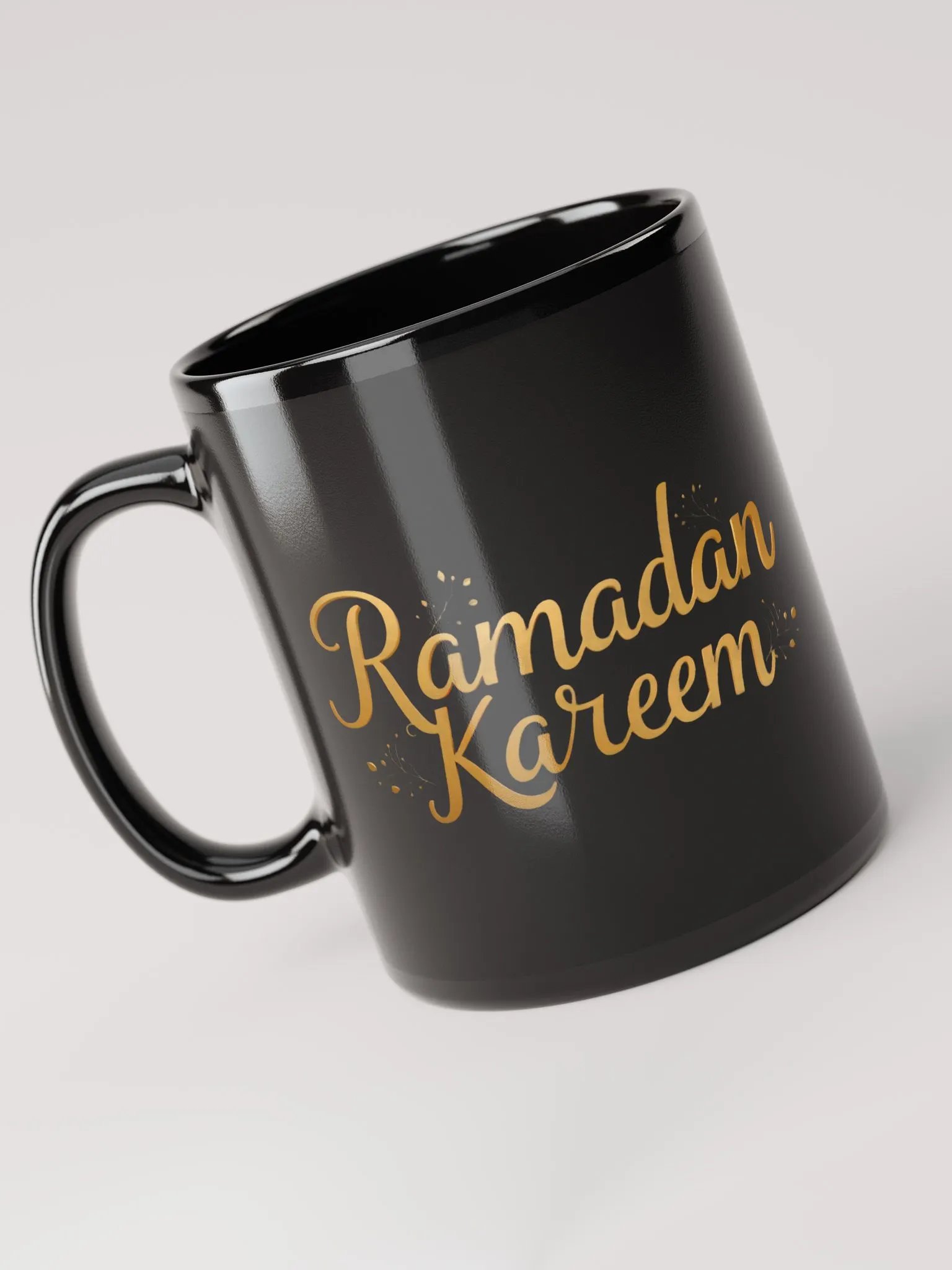 Glossy Black Ramadan Kareem Mug – Gold Elegance for the Holy Month product image (5)