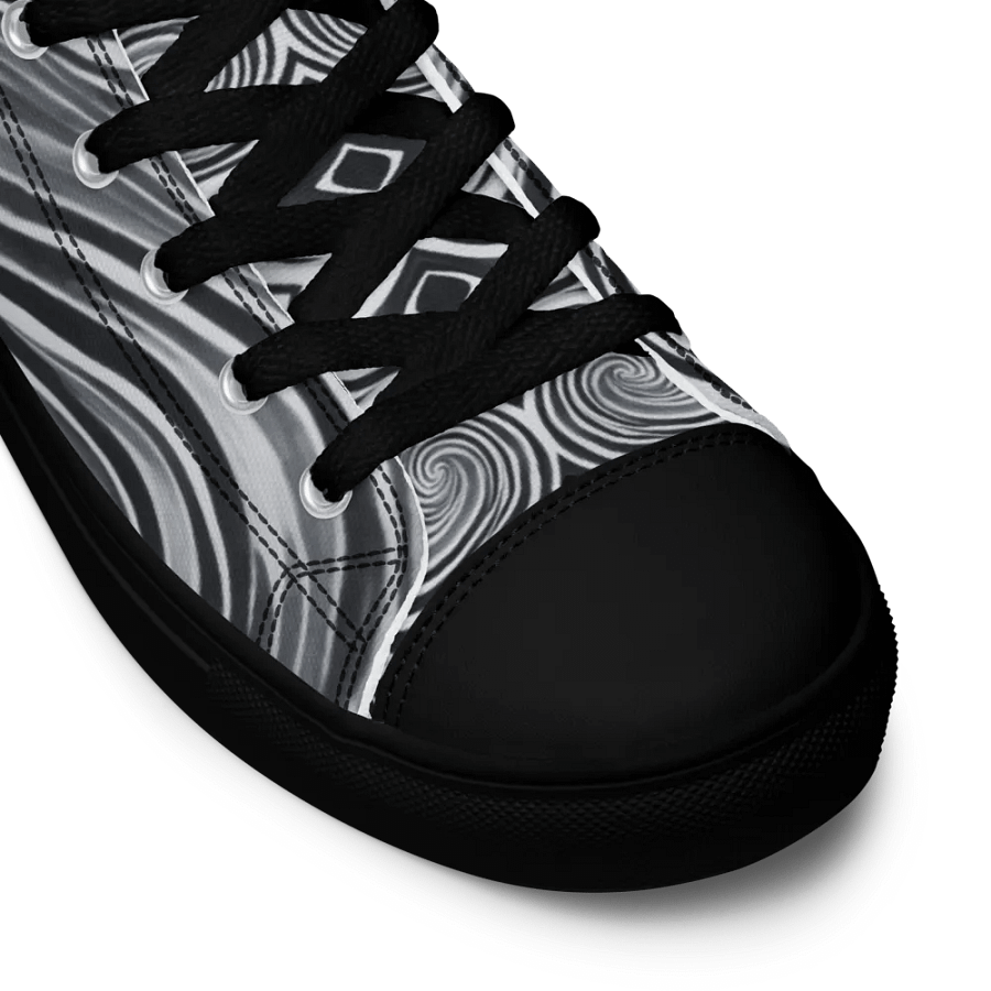 Funky Black & White Noir Liquid Tie-Dye Men's High-Top Canvas Shoes product image (7)