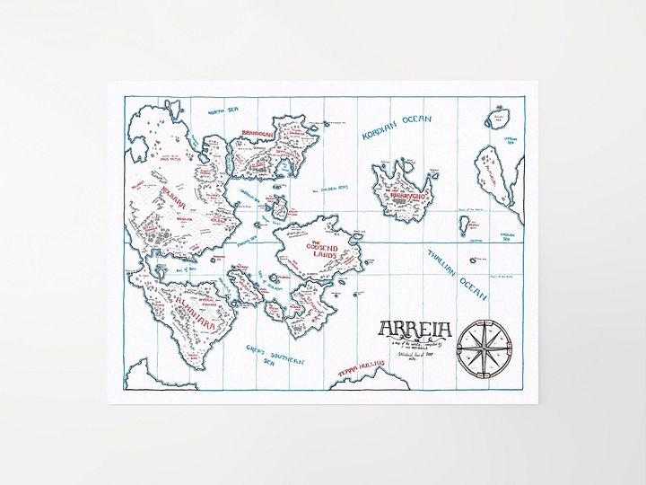 "The World of Arreia" | Printed Map product image (1)