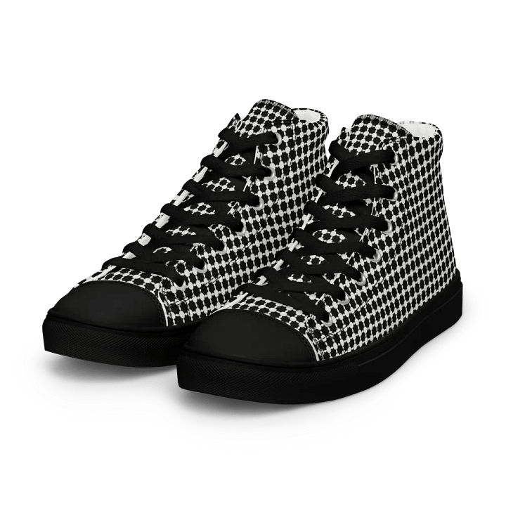 Abstract Black and White Chain Design Men's Canvas Shoe High Tops product image (2)