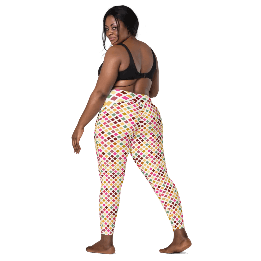Colorful Square Pattern Design Leggings with Pocket - v4 product image (2)