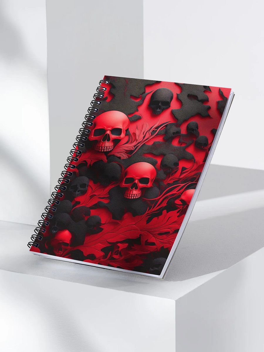 Spiral Notebook black and red skull product image (3)