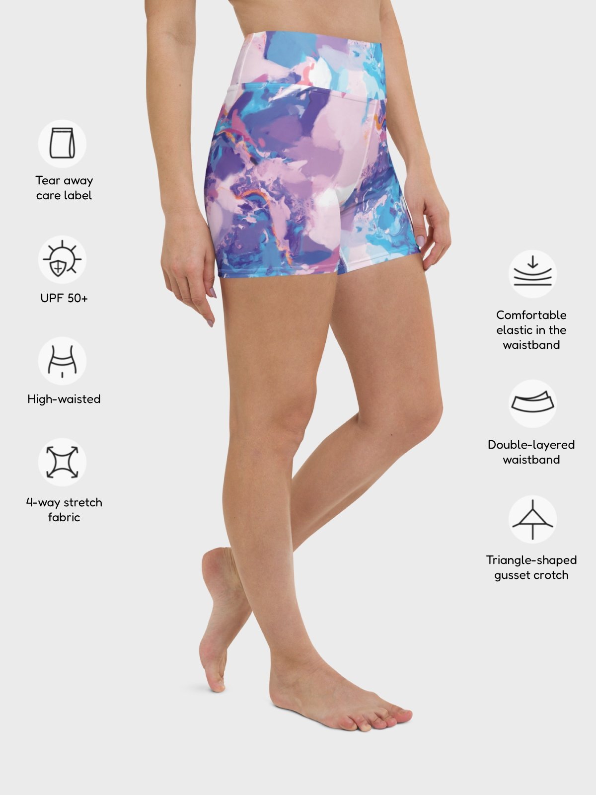Printed Shorts "Marble Effect Pastel Blue Purple Dreamy Waves" product image (5)