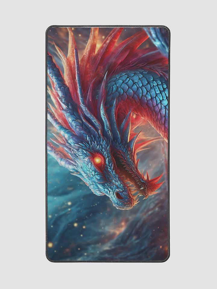Close up of mystic dragon, like a phoenix, red and blue colors illustration 01-Gaming Desk Mat 15.5