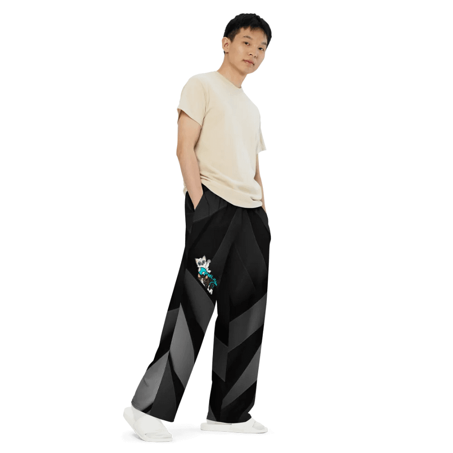 All-Over Print Unisex Wide-Leg Pants: Luigi & Ariel Logo product image (8)