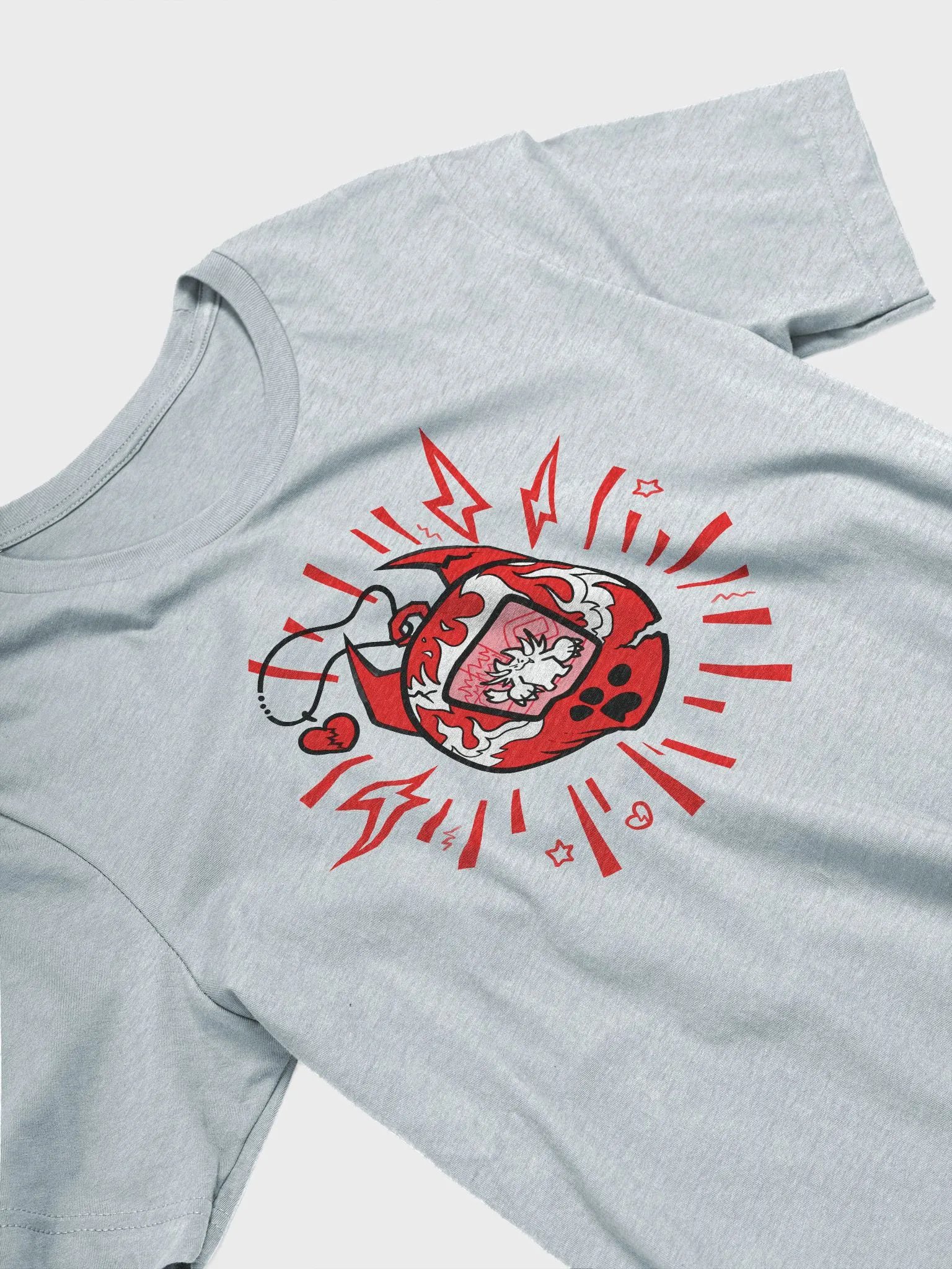 Heartbreaker Virtual Meow // T-Shirt - Black and Red - Light Mode product image (3)