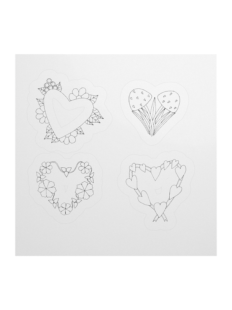 Four Lovely Hart, Kiss Cut Stickers (on a transparent background)
