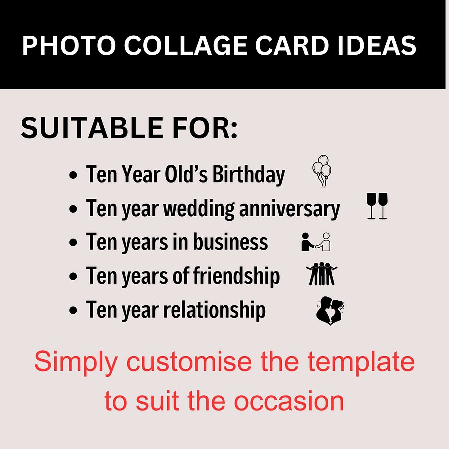Ten Year Celebration Card Photo Collage Canva Template product image (2)