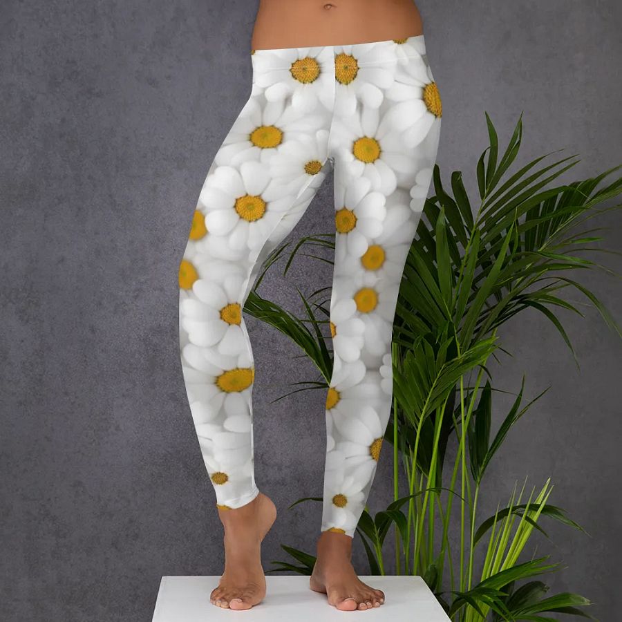 Leggings – White Florals Print for Elegant & Chic Style product image (5)