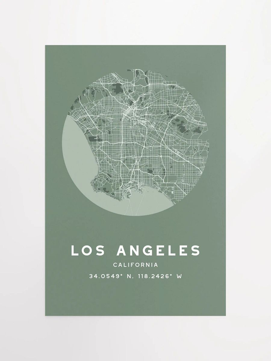 Los Angeles Street Map Poster – Sage Green Minimalist Circular City Art product image (4)