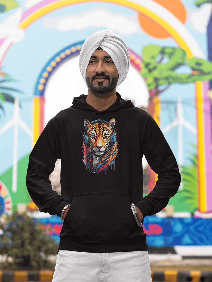 Chill Cat Vibes: Leopard Headphones Hoodie product image (2)