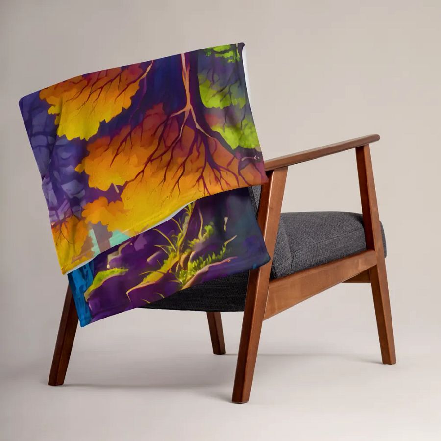 Enchanted Forest Nature River Trees Mountain Autumn Throw Blanket product image (7)