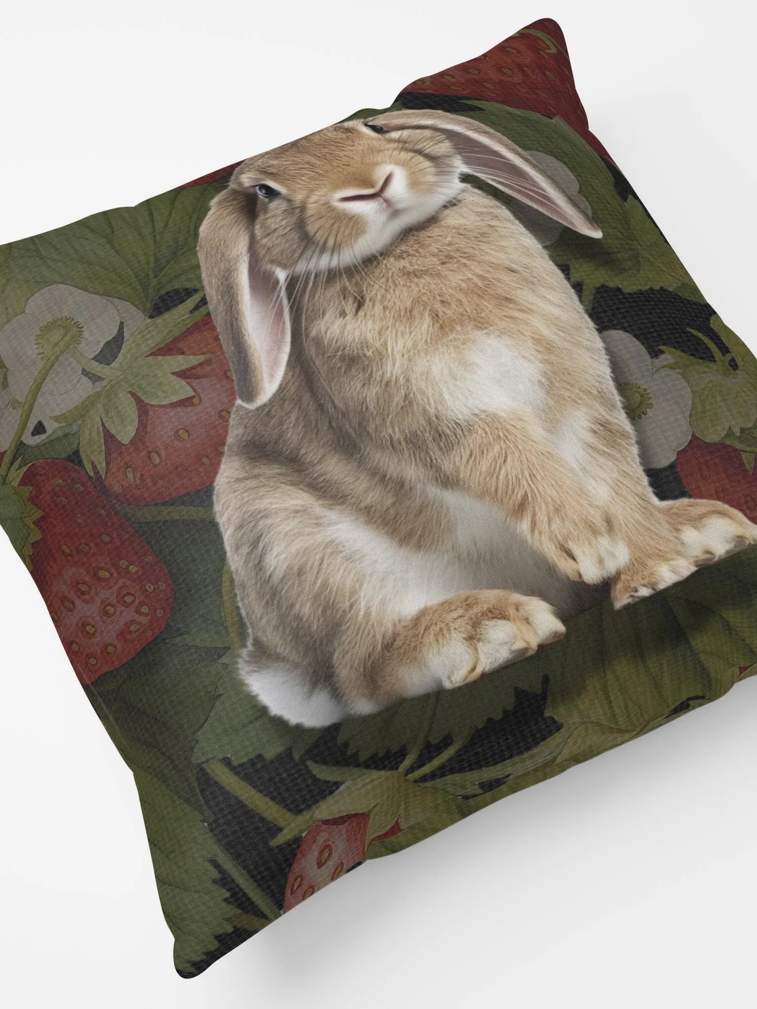 Bunnies and Strawberry Vines All-Over Print Pillow product image (4)