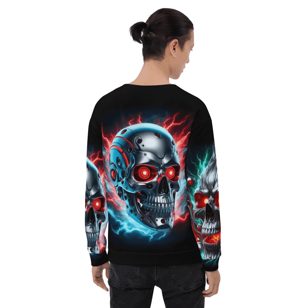 Futuristic RoboSkull All-Over - Unisex Sweatshirt #10 product image (9)