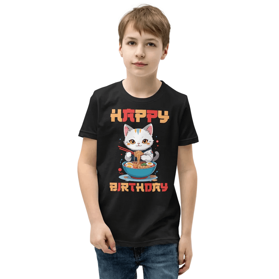 Happy Birthday (Cat With Noodles) T-Shirt For Kids product image (1)