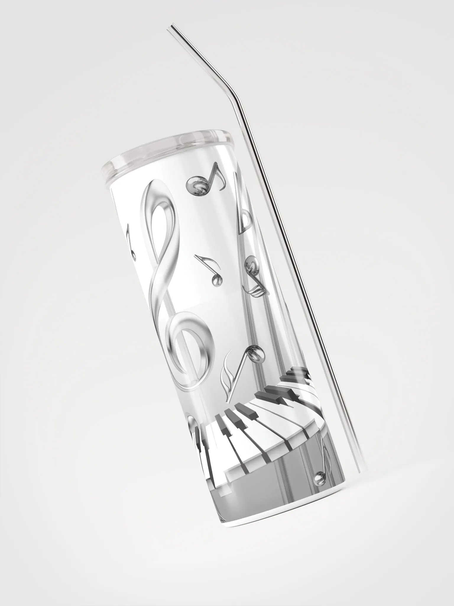 3D Metallic Music Notes with Keyboard product image (4)