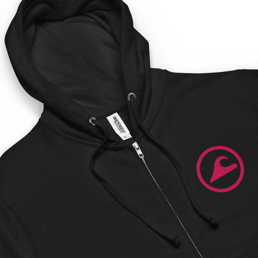 Embroidered Wave Rider Fleece Zip-Up Hoodie (Flamingo) product image (6)