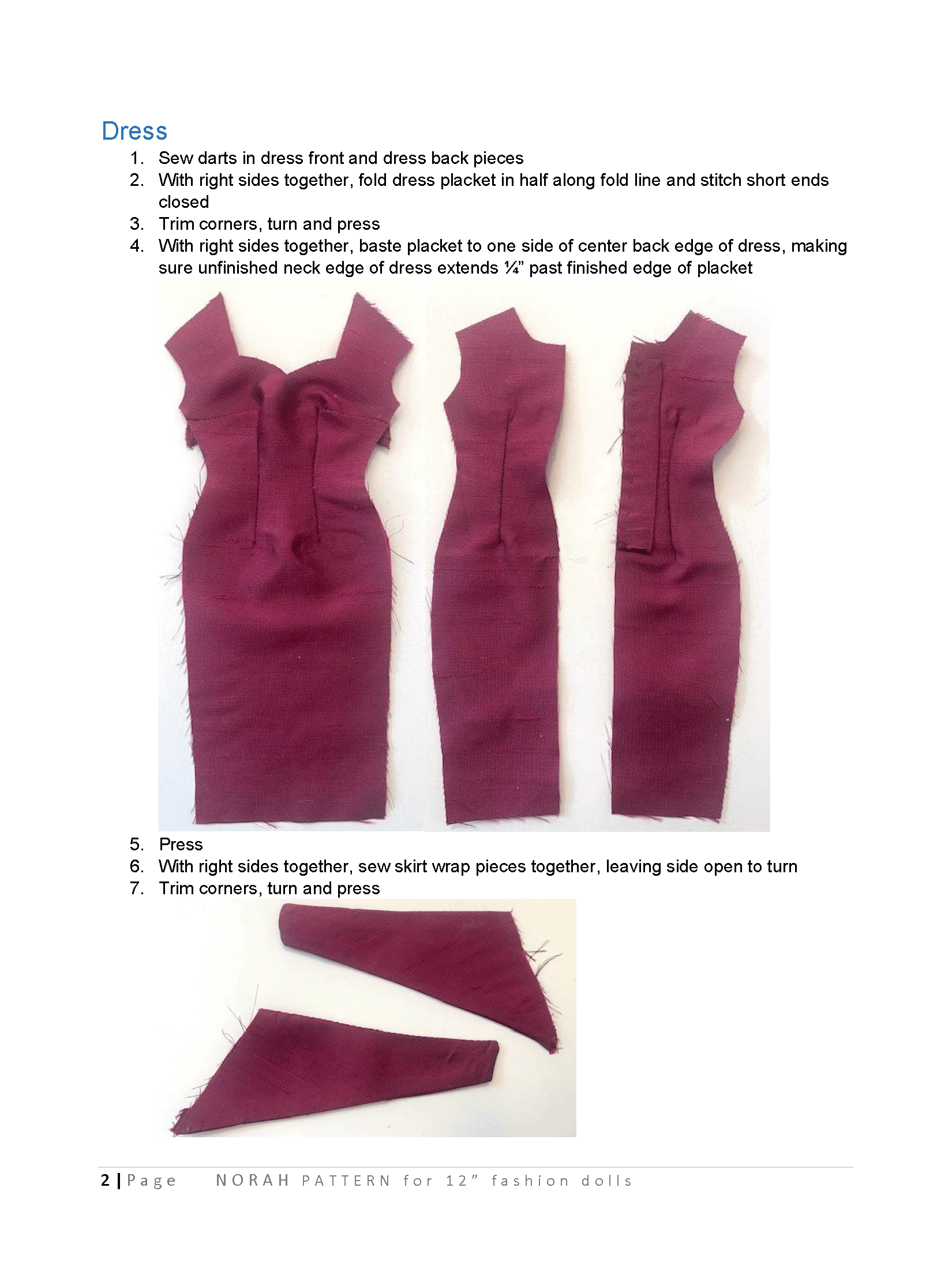 Norah sewing pattern for 12