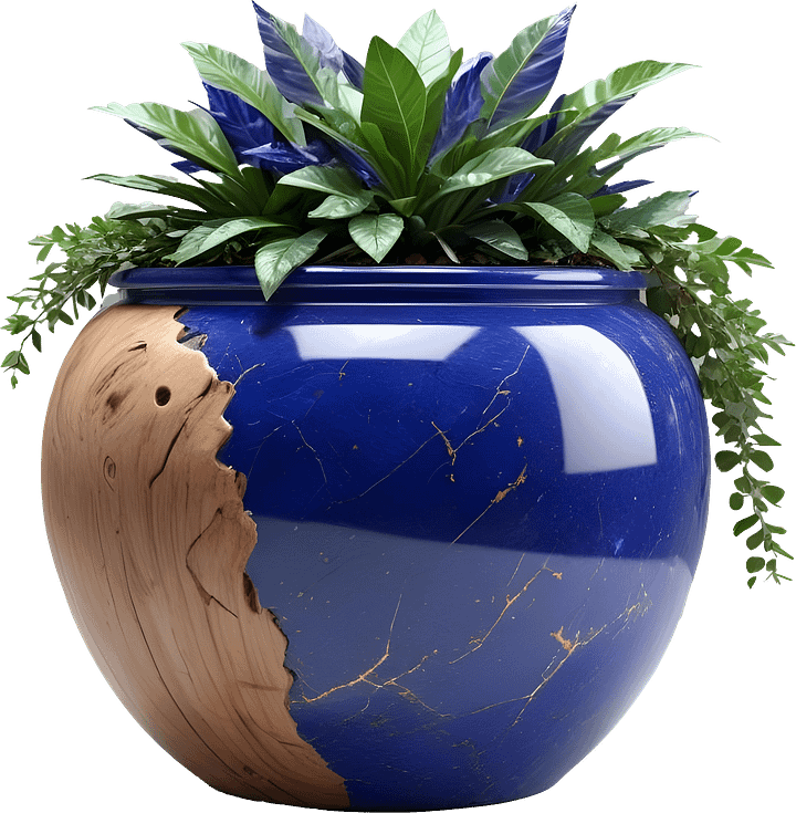 Wood & Lapis Elegance – Vase PNG product image (1)