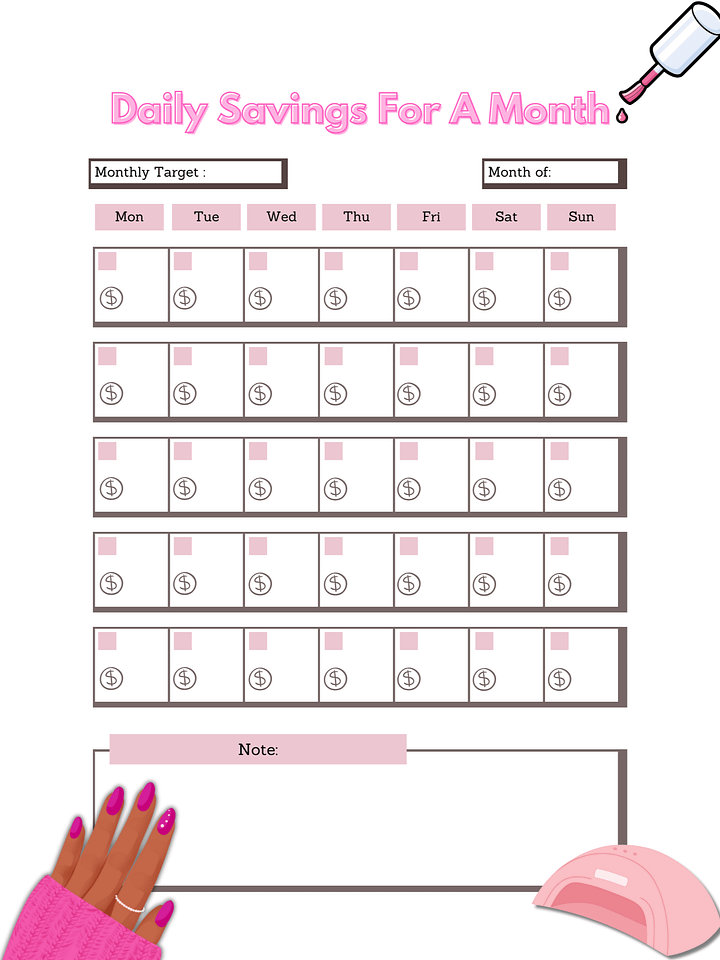 Daily Savings for Month Printable product image (1)